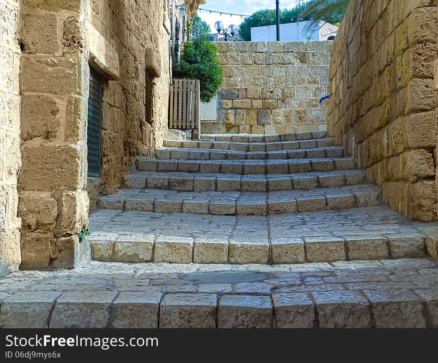 Old stones of the old Jaffa's stairs. Old stones of the old Jaffa's stairs