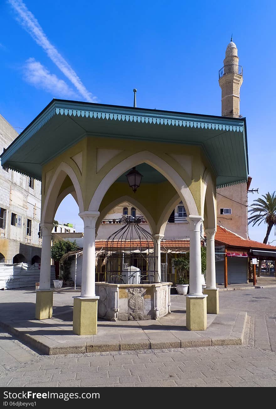 Old water-pump in rotunda. Jaffa, Tel Aviv, Israel. Old water-pump in rotunda. Jaffa, Tel Aviv, Israel.