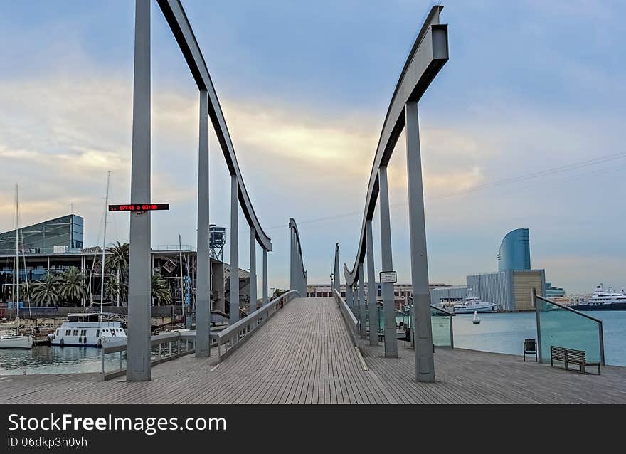 View At Port Vell And Rambla De Mar In Barcelona, Spain