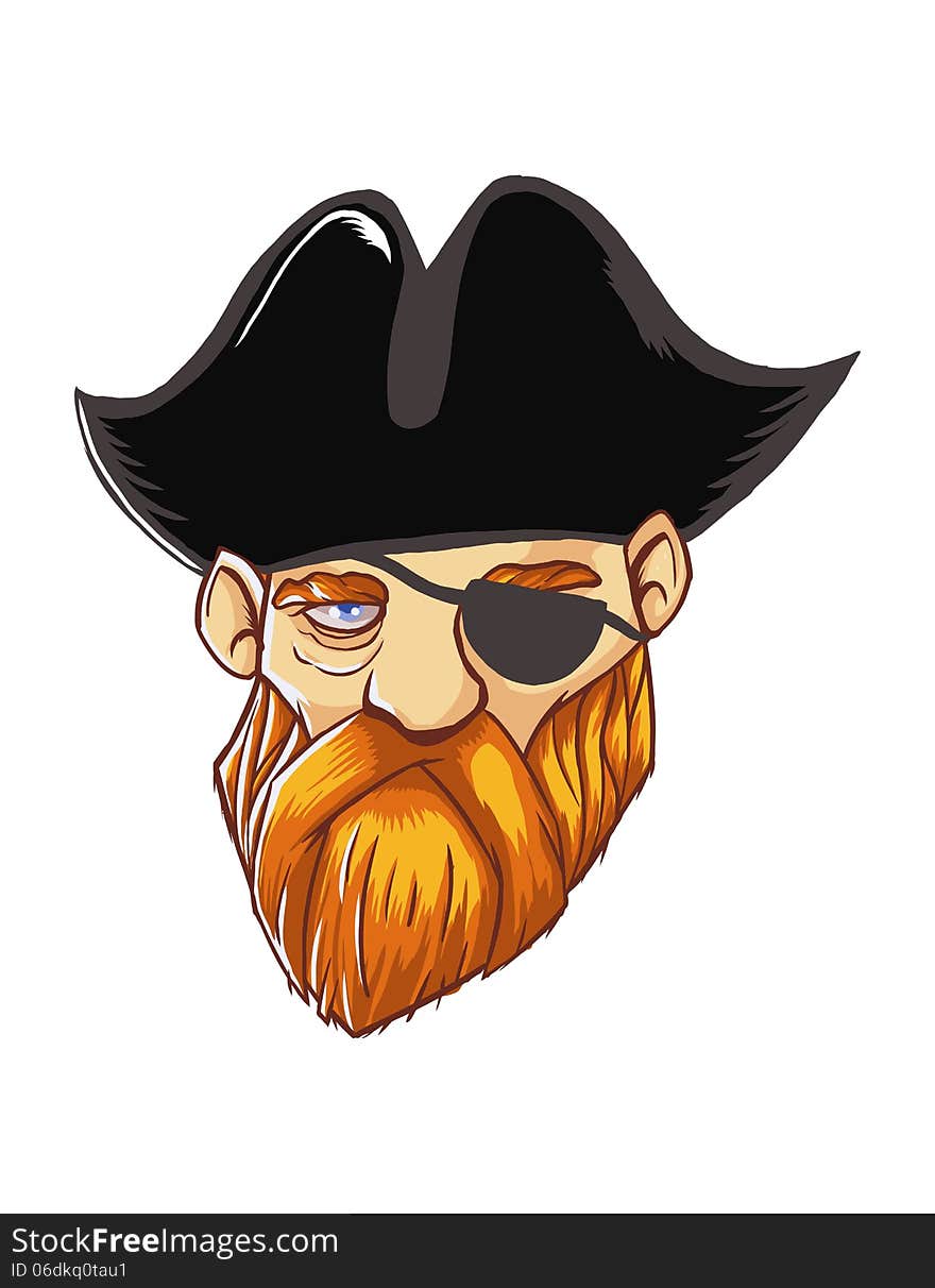 Illustration of old pirate captain