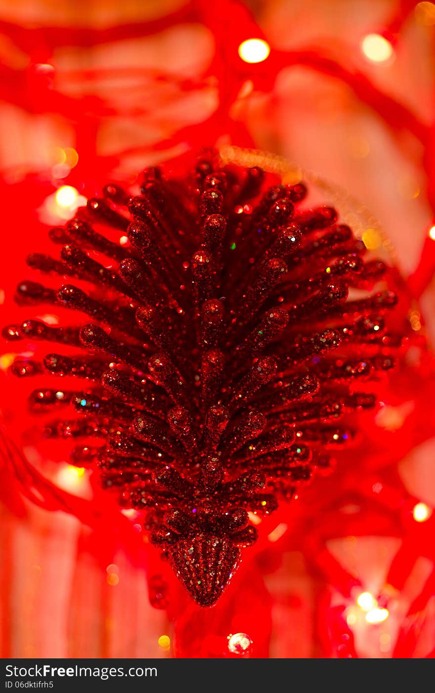 Red old Xmas ornament close-up. Red old Xmas ornament close-up