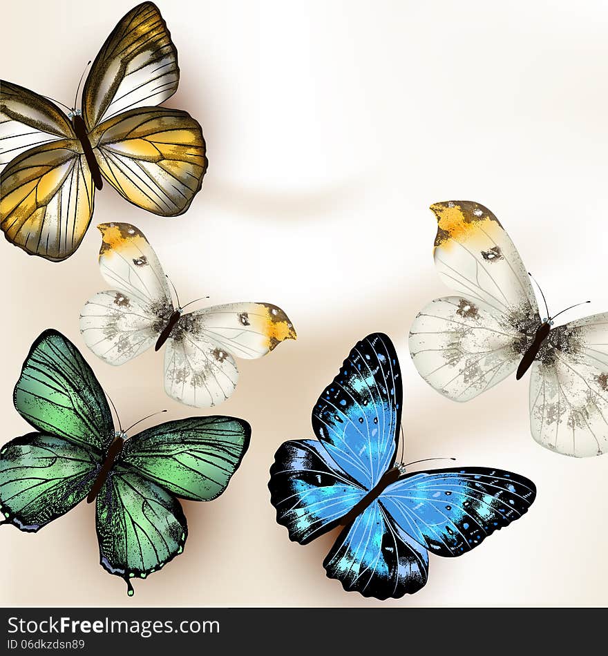 Fashion vector background with butterflies