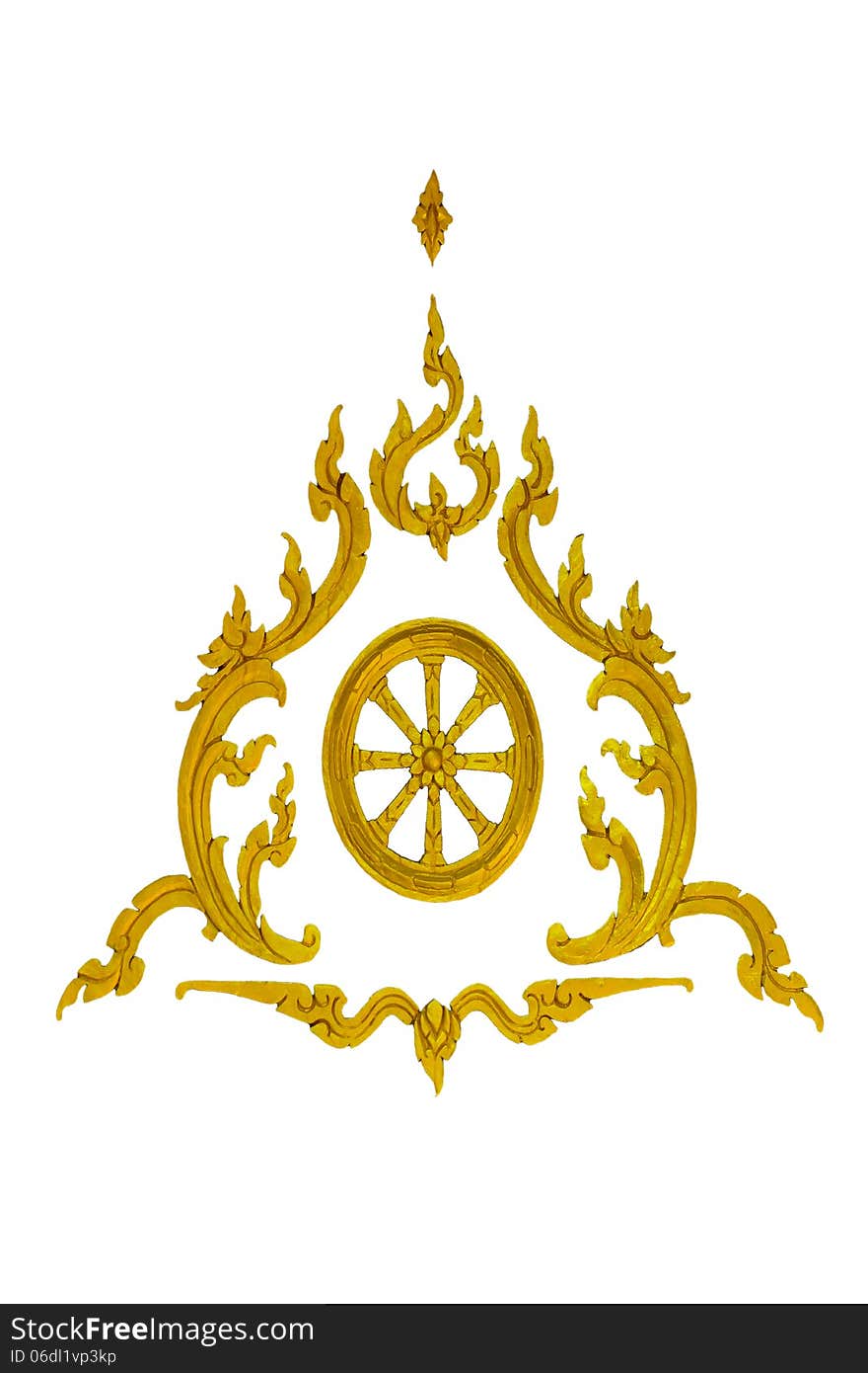 Thai traditional golden pattern on white background