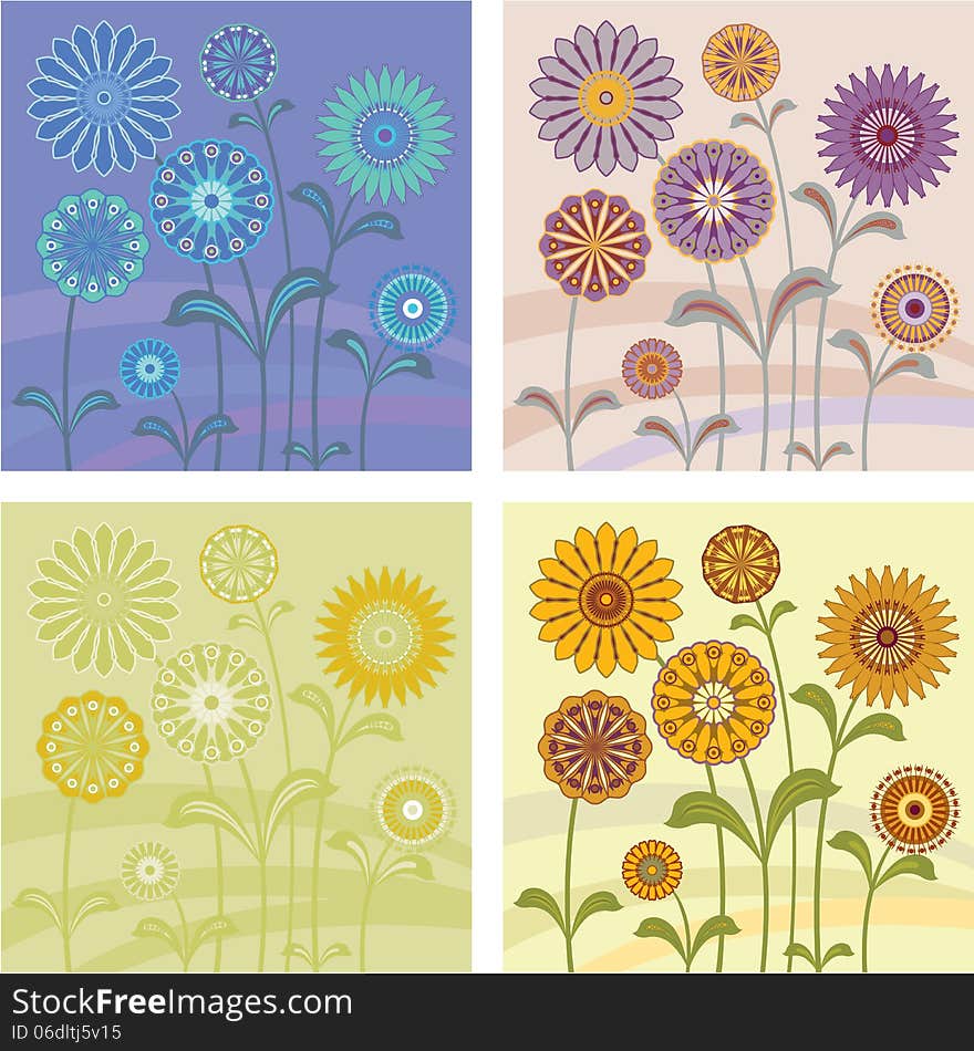 Beautiful decorative flowers vector image