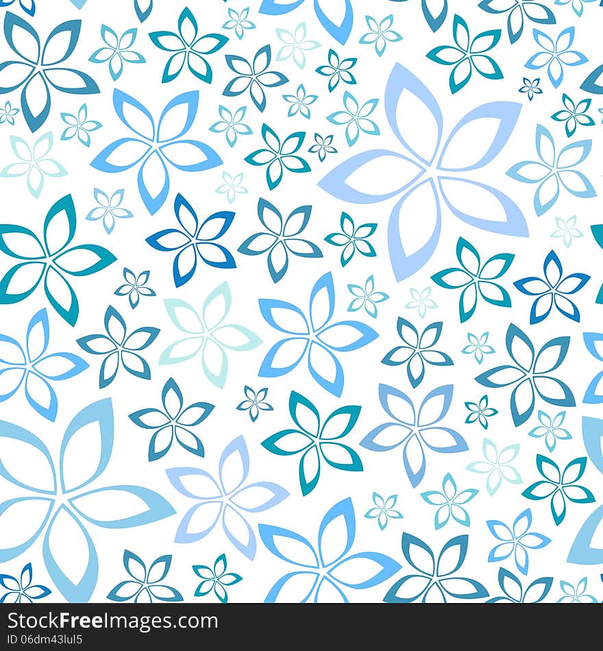 Simple blue floral seamless pattern, illustration