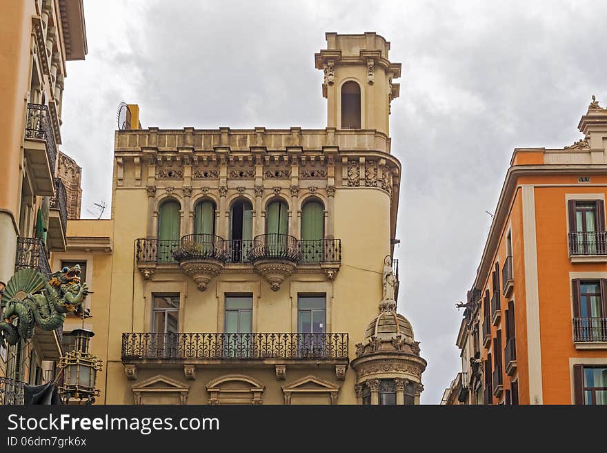 Building facade of great architectural interest in the city of Barcelona, Spain. Building facade of great architectural interest in the city of Barcelona, Spain