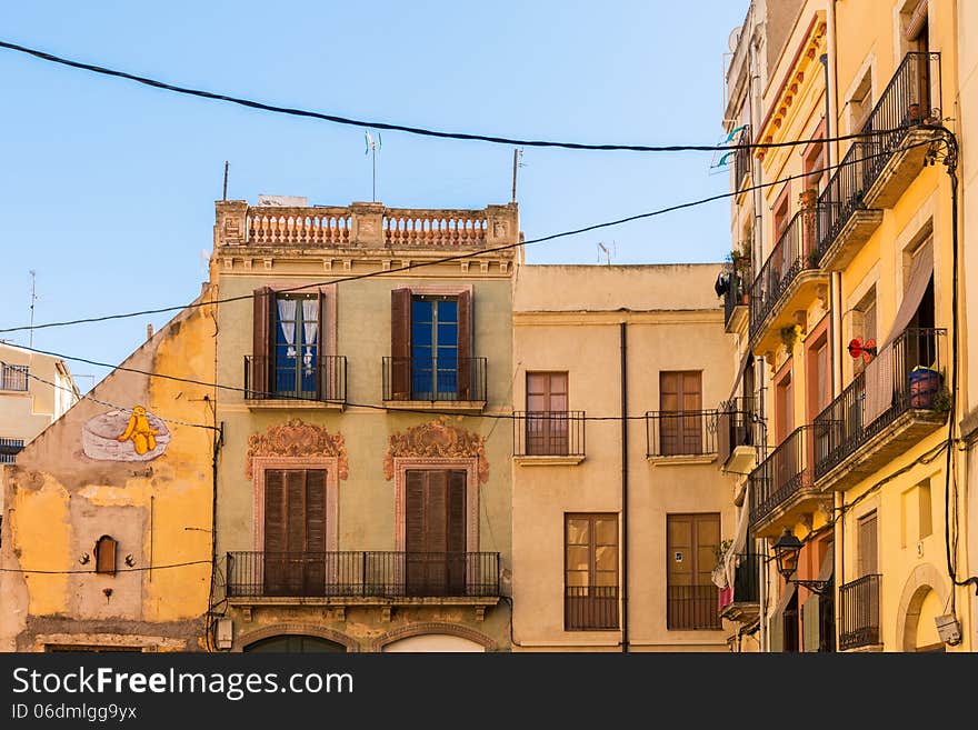 Picturesque view of old houses in Tarragona, Catalonia