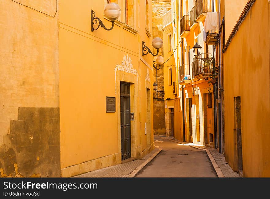 Picturesque view of old houses in Tarragona, Catalonia