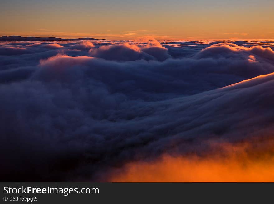 Inversion In The Valley At Sunset