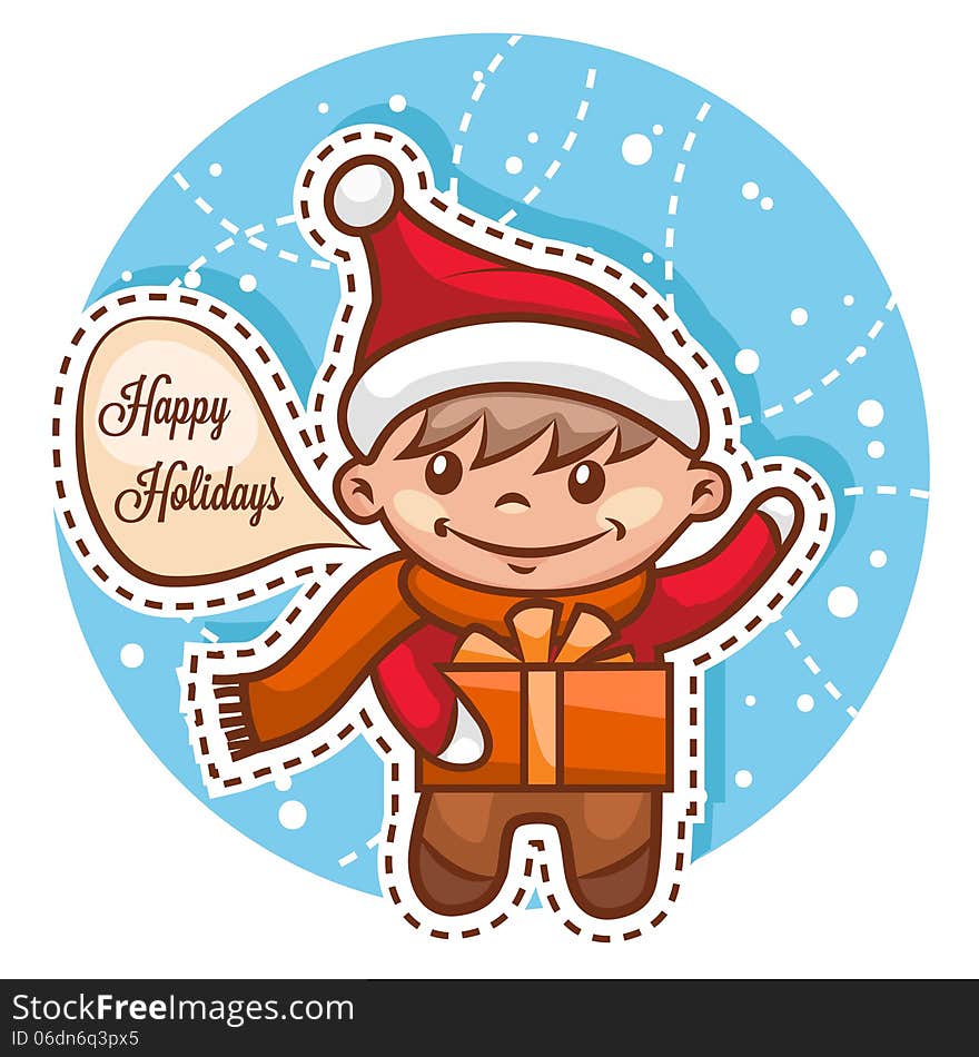 Cute Little Boy Dressed in Santa Claus. Christmas Vector Illustration. Cute Little Boy Dressed in Santa Claus. Christmas Vector Illustration.