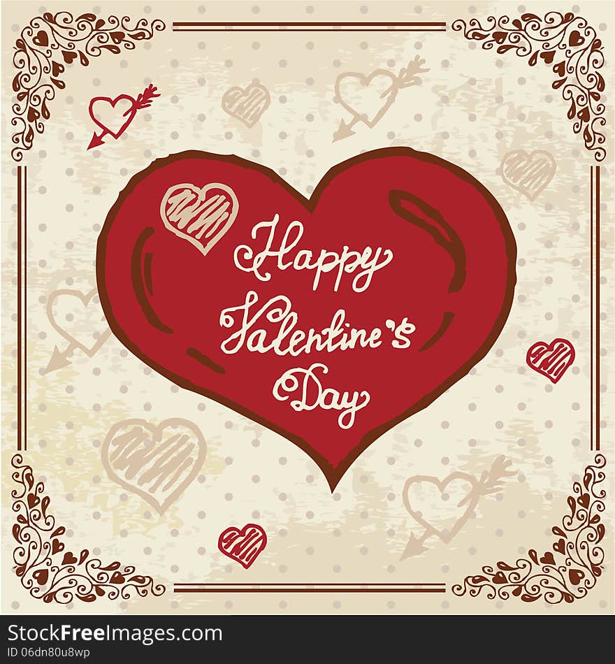 Vintage Valentines Day Design. Vector Illustration. Vintage Valentines Day Design. Vector Illustration.