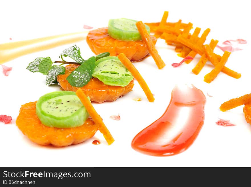 Japanese dessert with mandarin sliced and boiled in syrup