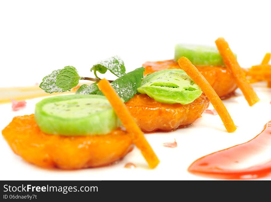 Japanese dessert with mandarin sliced and boiled in syrup