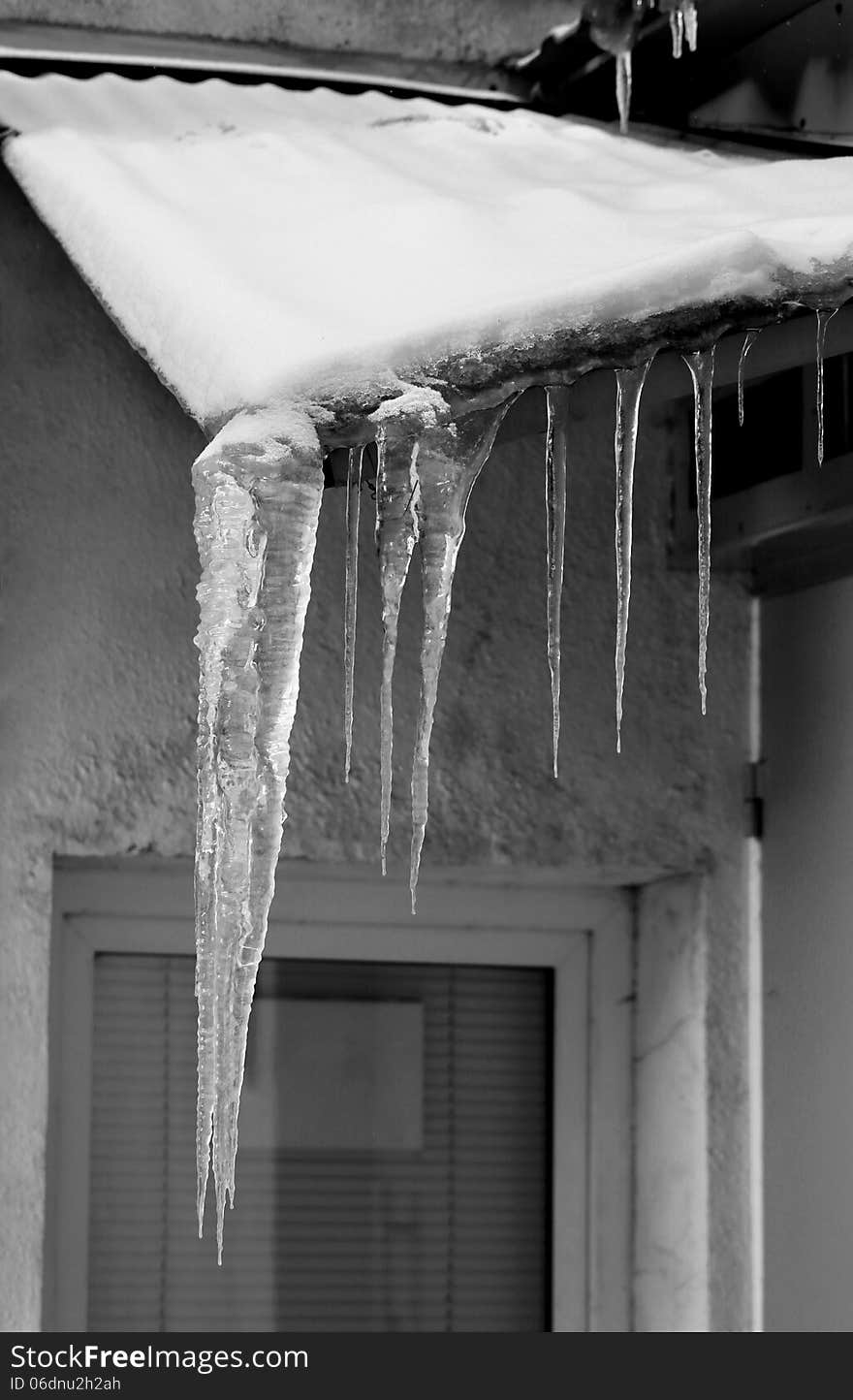 Transparent icicles on the roof