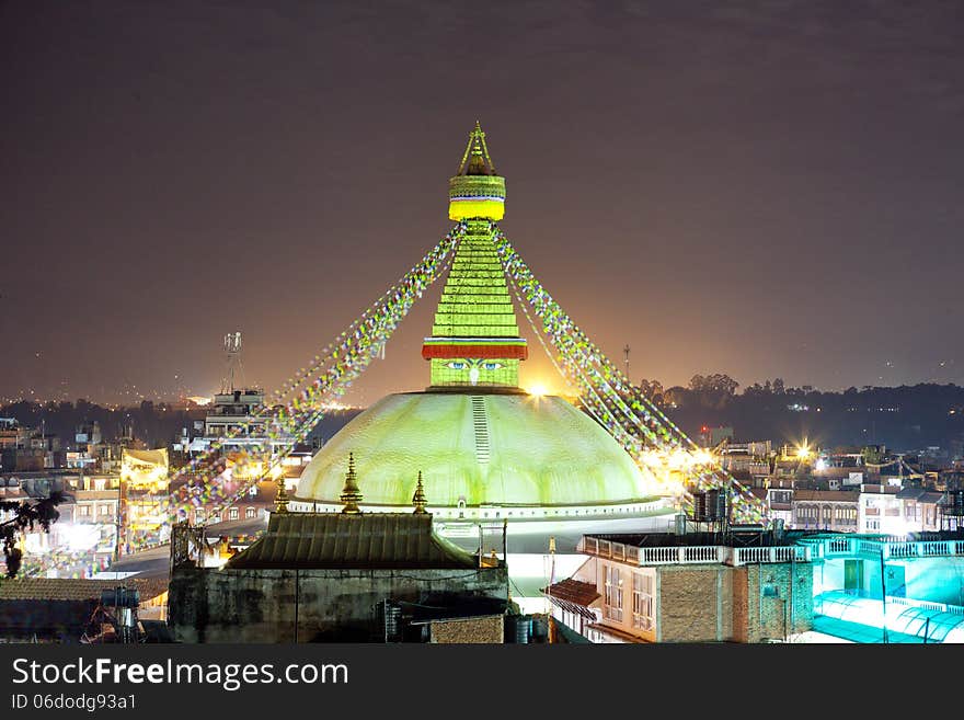 Bodhnath is the largest stupa in Nepal and the de facto religious centre of Nepal's large Tibetan community. The association is because the site marked the Tibetan trade route entrance to Kathmandu. Bodhnath is the largest stupa in Nepal and the de facto religious centre of Nepal's large Tibetan community. The association is because the site marked the Tibetan trade route entrance to Kathmandu.