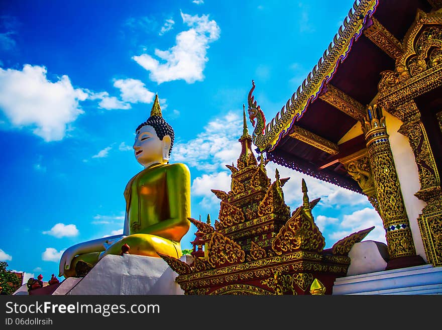 Montian temple Roofs ,Roof of Thai Temple Image and image of Buddha.