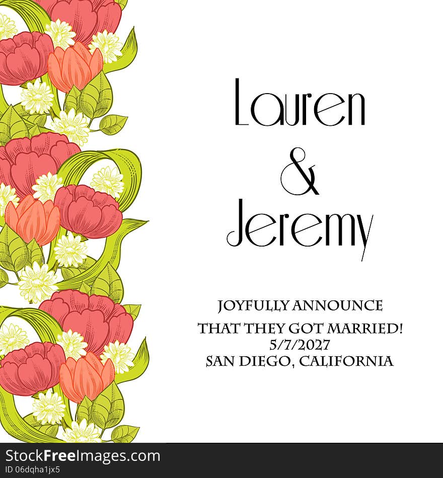 Wedding card or invitation with abstract floral background