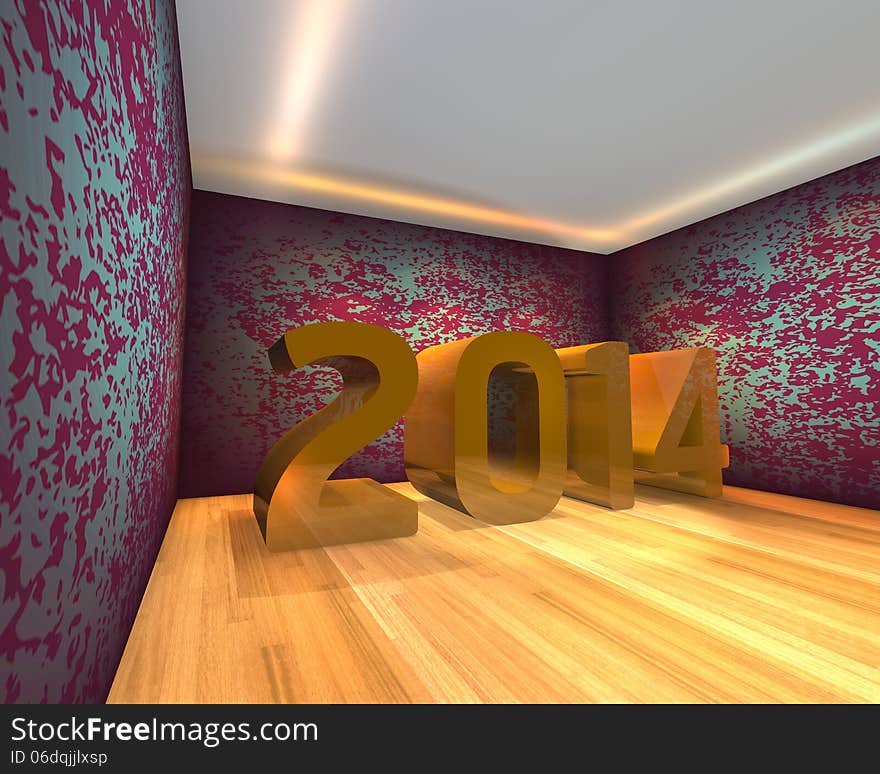 Happy New Year - 2014 in Empty room