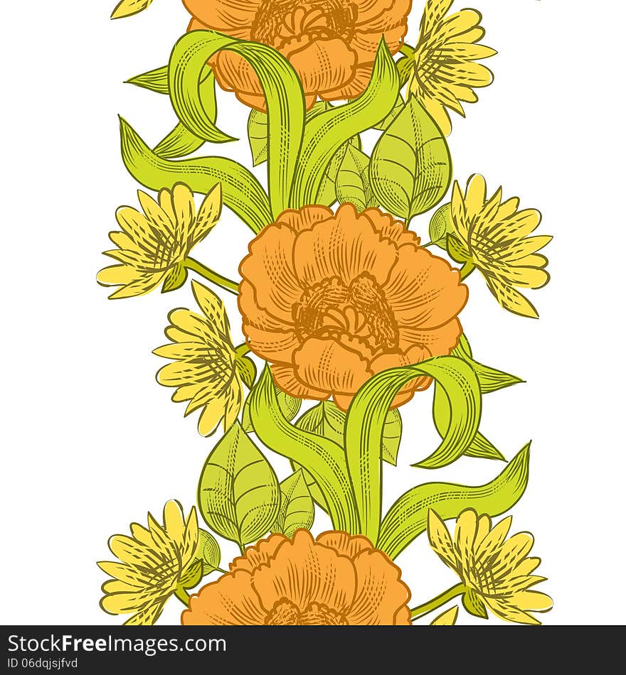 Vector seamless background with flowers. Vector seamless background with flowers