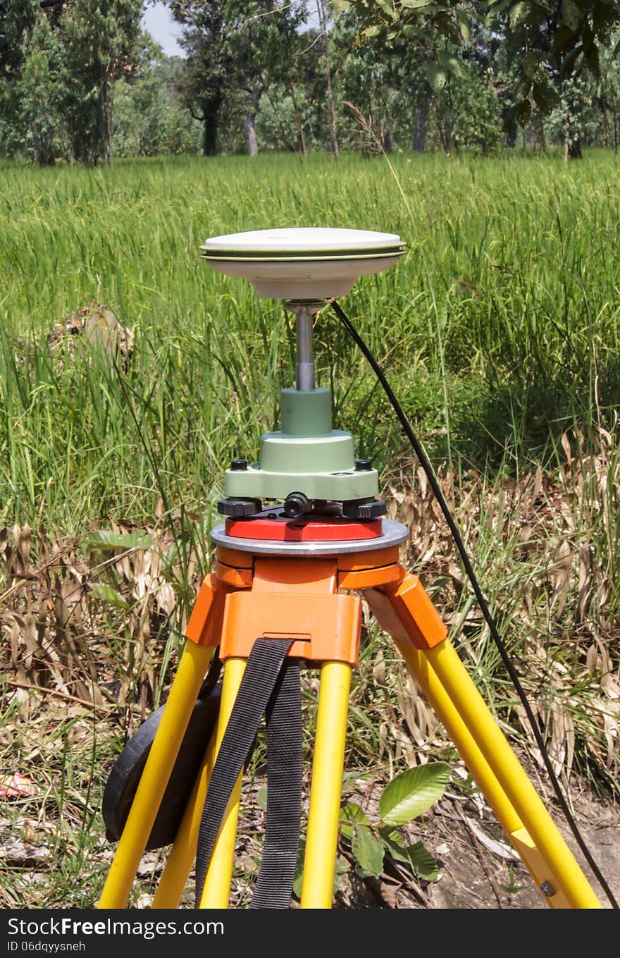 GPS surveying , close up GPS unit in field