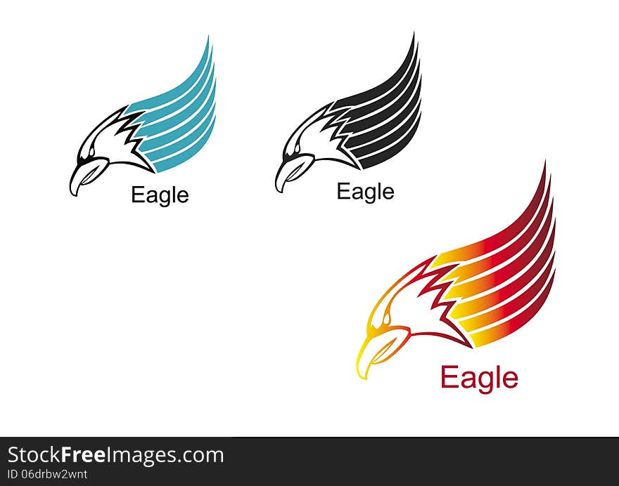 Vector illustrations eagle heads with wing