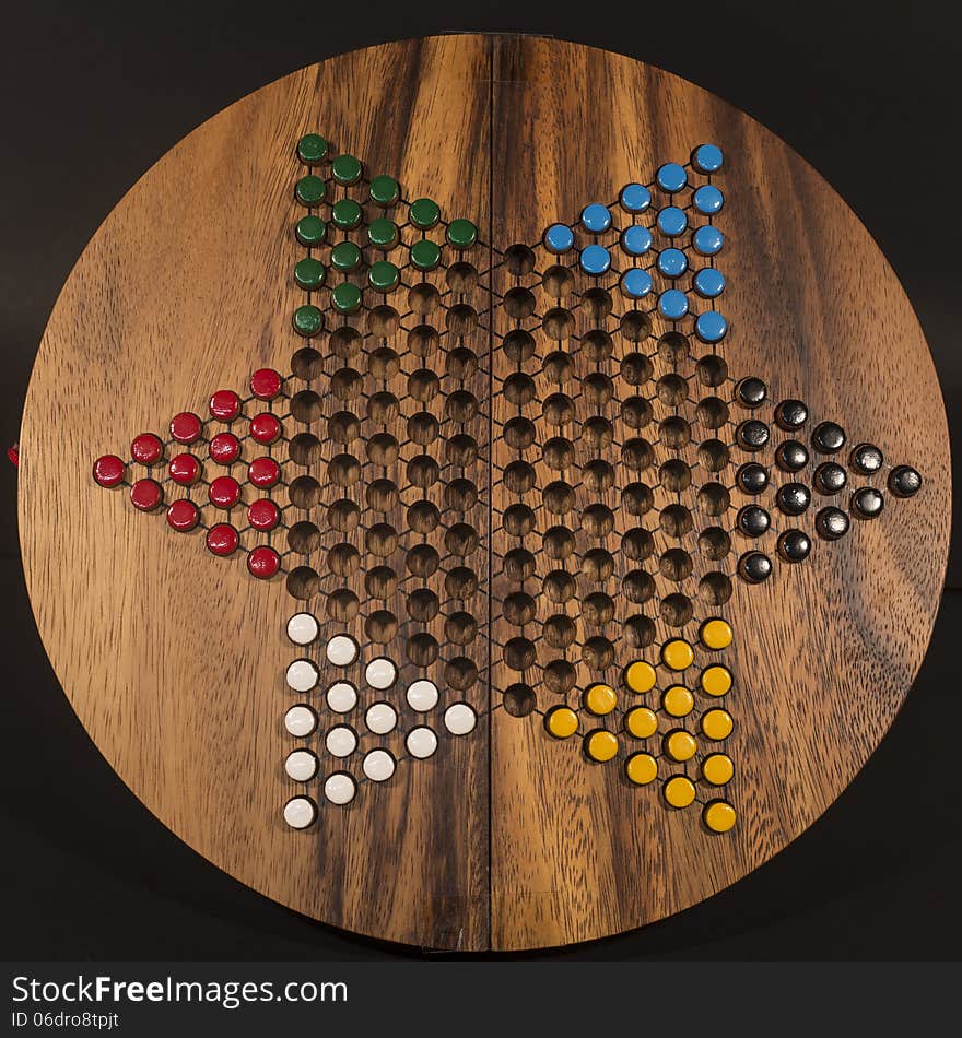 View of Wooden Chinese Checkers Set