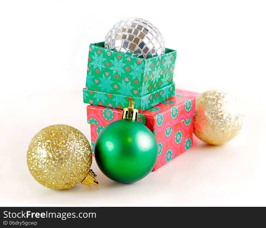 Presents with Christmas balls