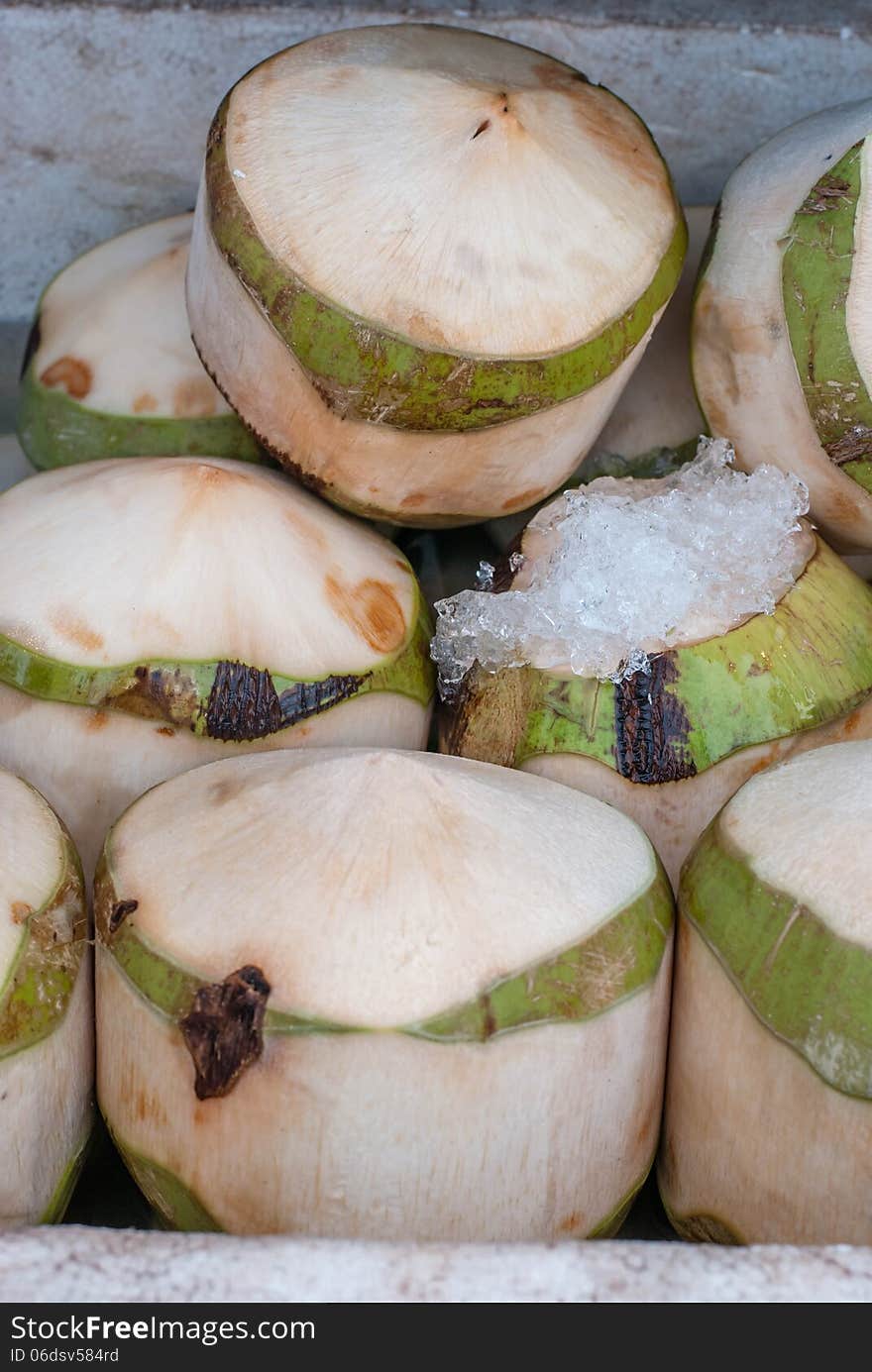 Fresh coconut in the ice box.