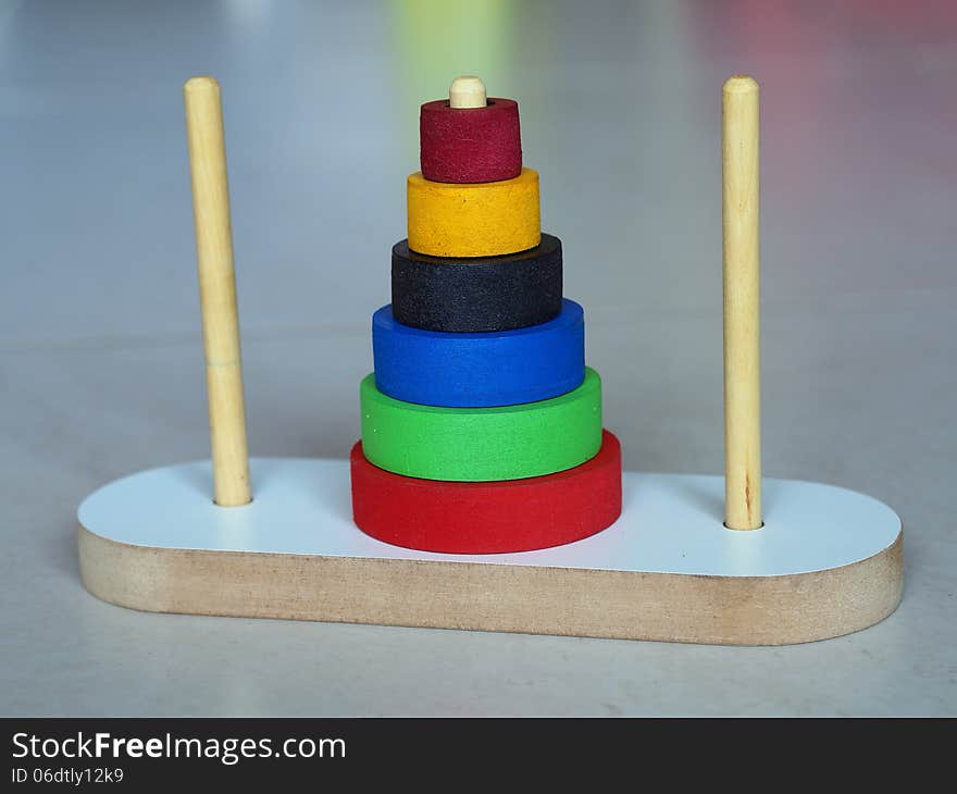 Tower of Hanoi Wooden Toy Puzzle Old Chinese Game. Tower of Hanoi Wooden Toy Puzzle Old Chinese Game