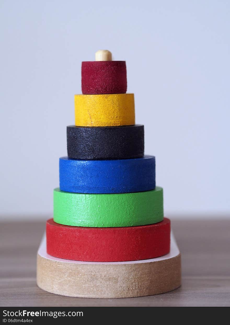 Tower of Hanoi Wooden Toy Puzzle Old Chinese Game. Tower of Hanoi Wooden Toy Puzzle Old Chinese Game