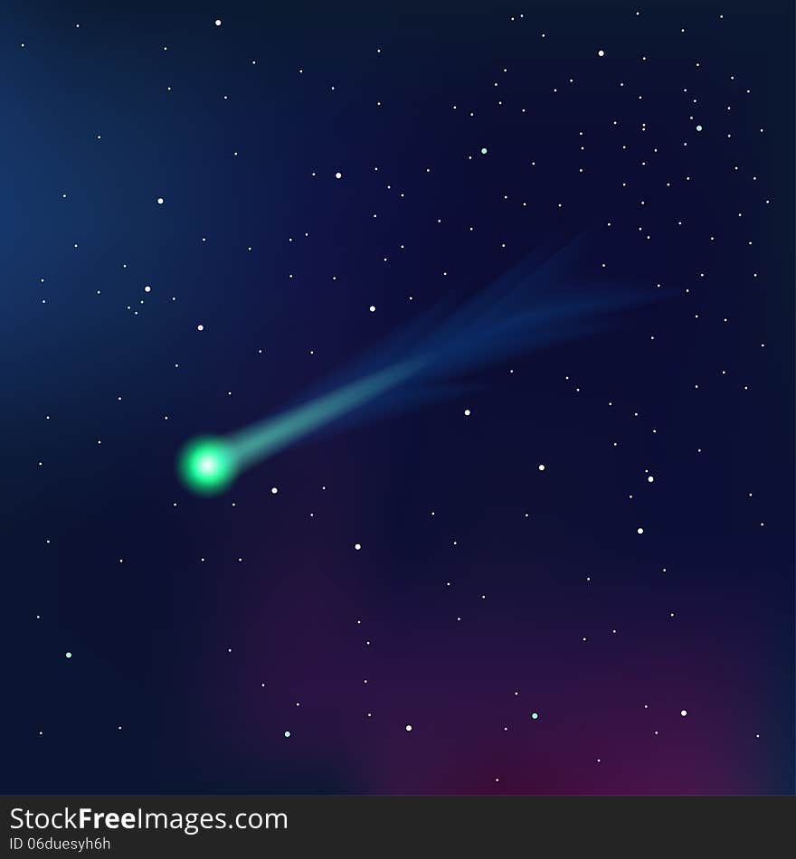 Comet on a starry sky vector illustration