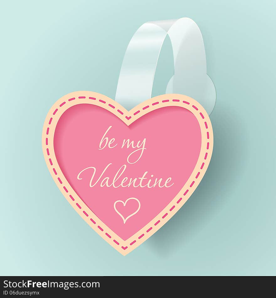 Valentines day vintage vector wobbler on a blue background. Valentines day vintage vector wobbler on a blue background