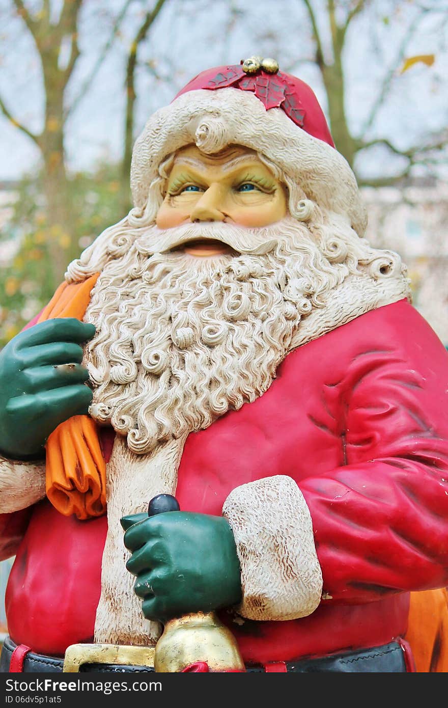 Santa claus dressed in red with beard and hat