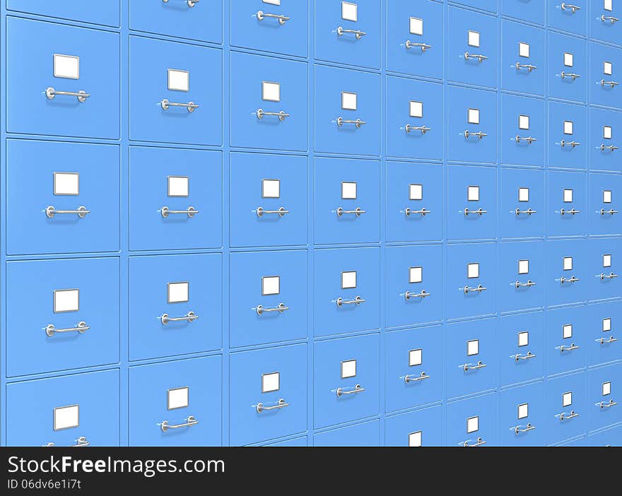 Blue wall of File Cabinets. Blue wall of File Cabinets.