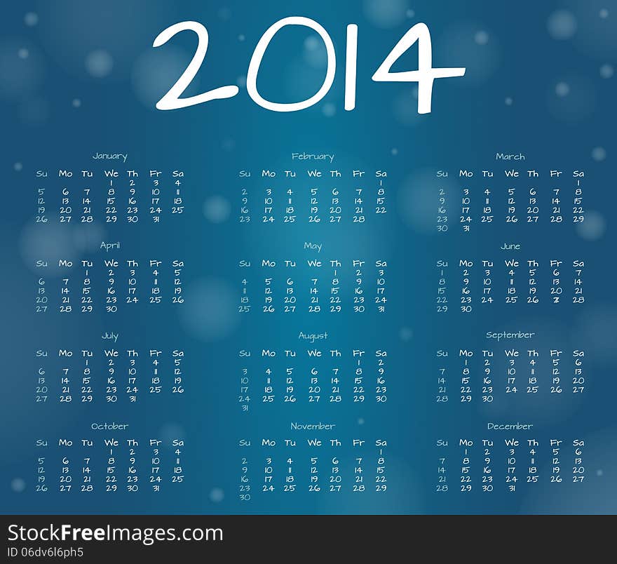 2014 calendar in underwater style - with different bubbles. 2014 calendar in underwater style - with different bubbles