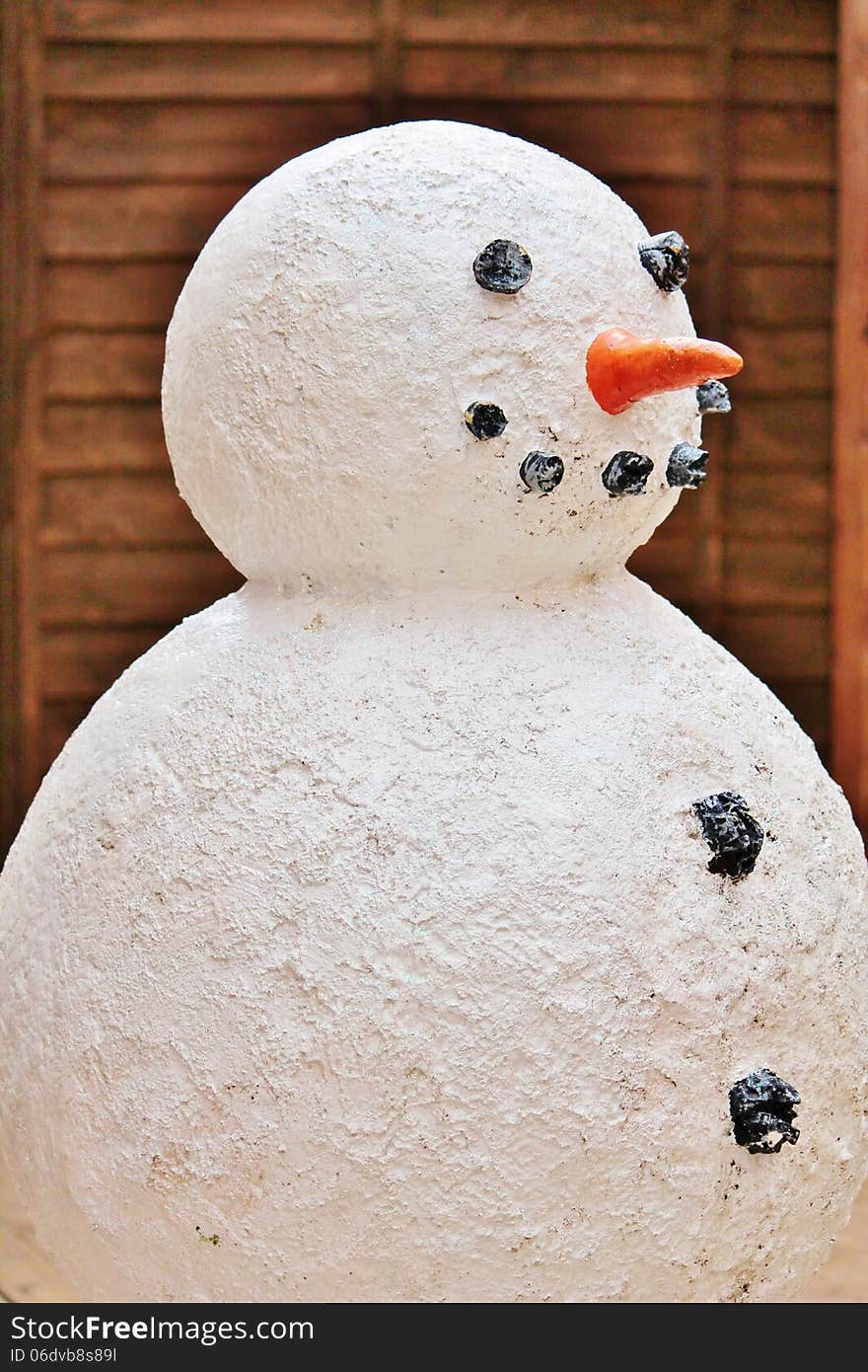 Christmas snowman model with carrot and coal