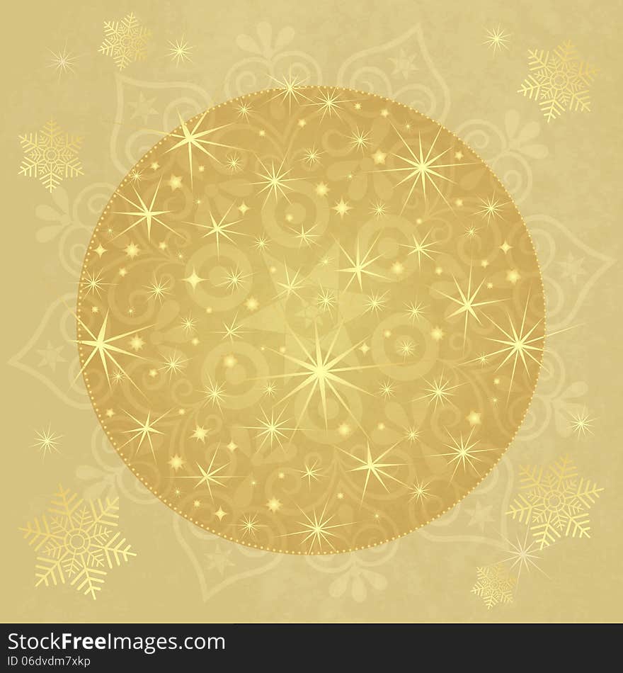 Old paper with golden Christmas ball and snowflakes (vector eps 10). Old paper with golden Christmas ball and snowflakes (vector eps 10)