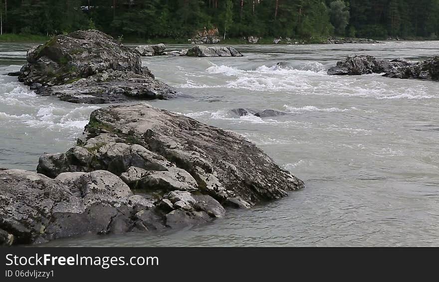 Thresholds mountain river Katun. Altai Krai.