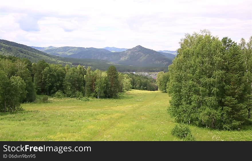 Beautiful landscape of the Altai Mountains from Mount Shallow Sinyuha.Beautiful landscape of the Altai Mountains