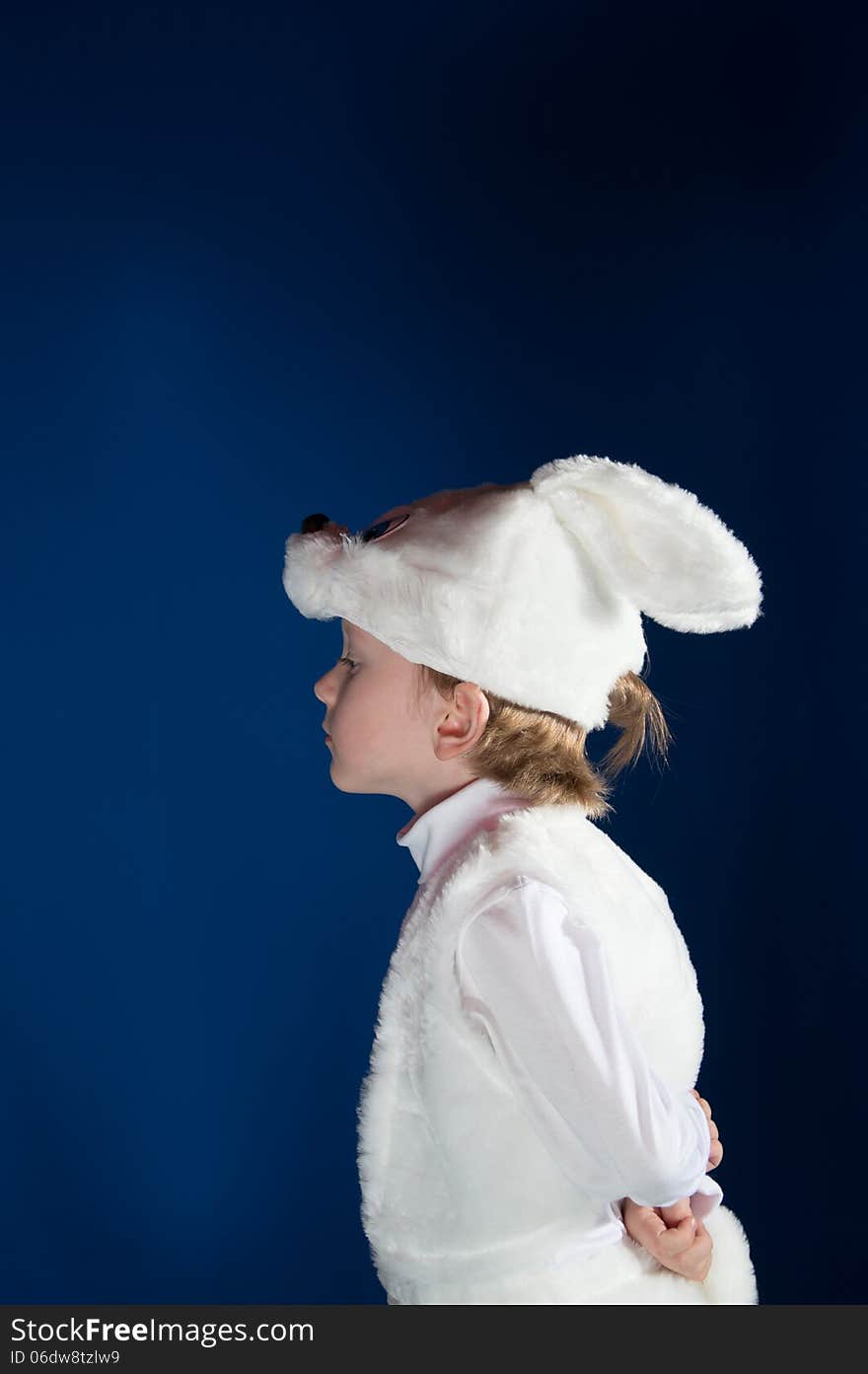 Boy dressed up as a new year costume of white Bunny. Boy dressed up as a new year costume of white Bunny