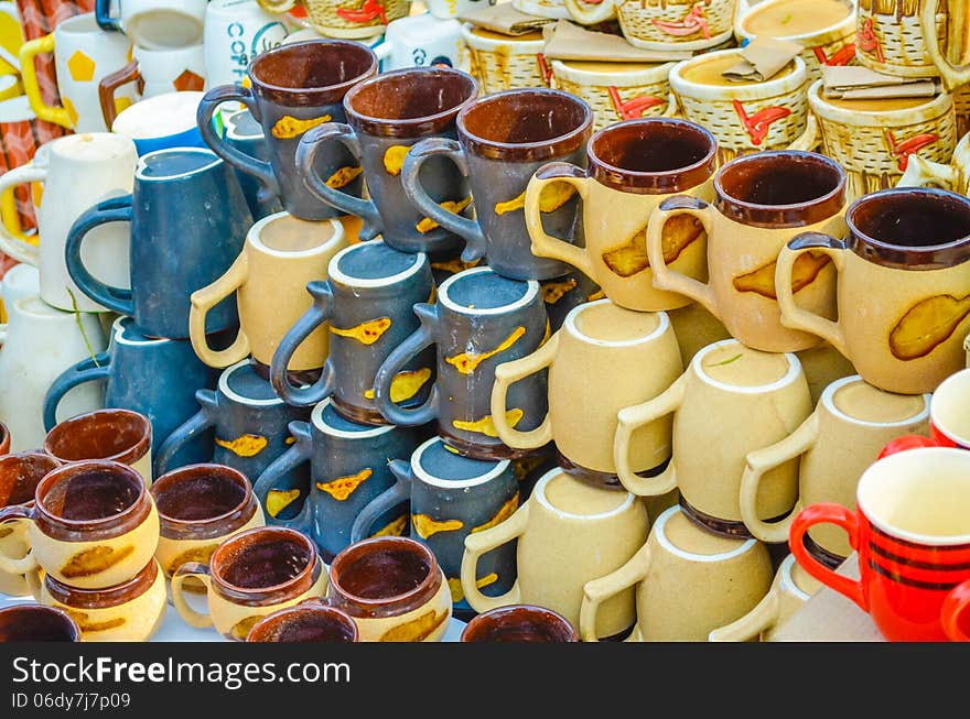 Colorful bone china cups