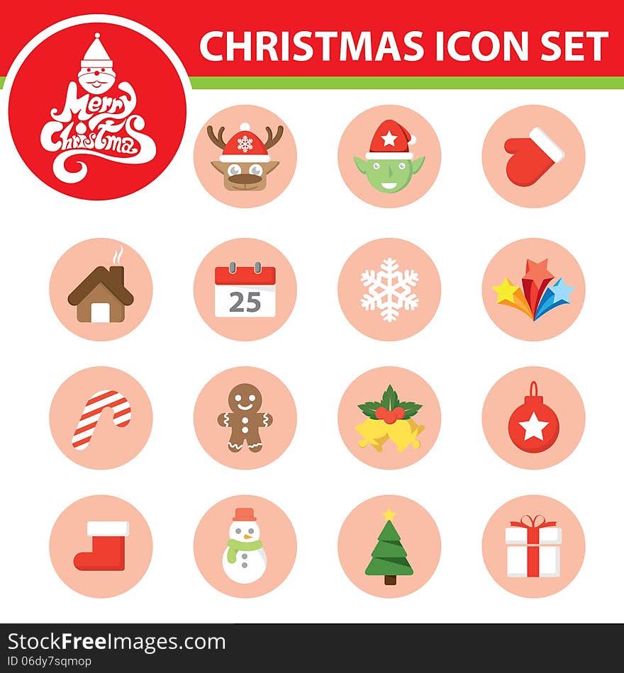 Christmas symbol icon set. illustration