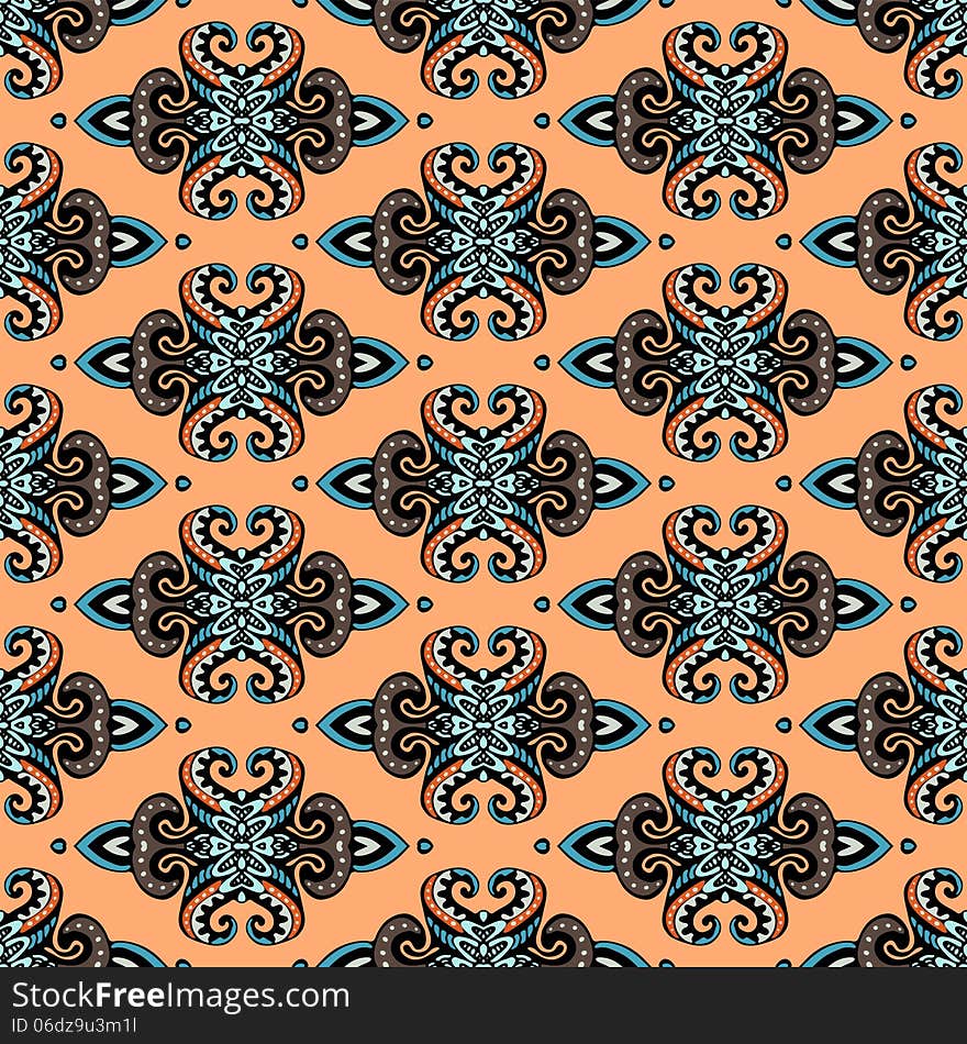 Pattern tiled design seamlessethnic damask. Pattern tiled design seamlessethnic damask