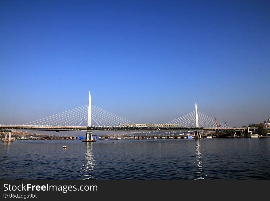 Bosporus bridge over Bospor in Istanbul, Turkey