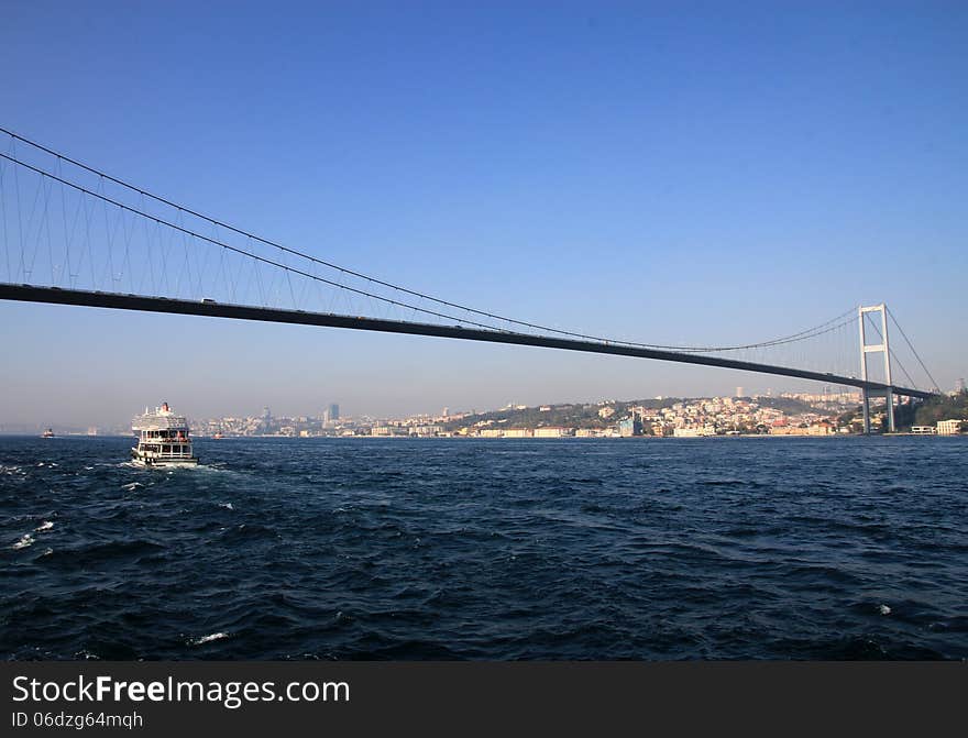 Bosporus bridge over Bospor in Istanbul, Turkey