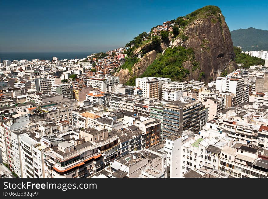 Aerial view of Copacabana district and favela Cantagalo in Rio de Janeiro, Brazil. Aerial view of Copacabana district and favela Cantagalo in Rio de Janeiro, Brazil.