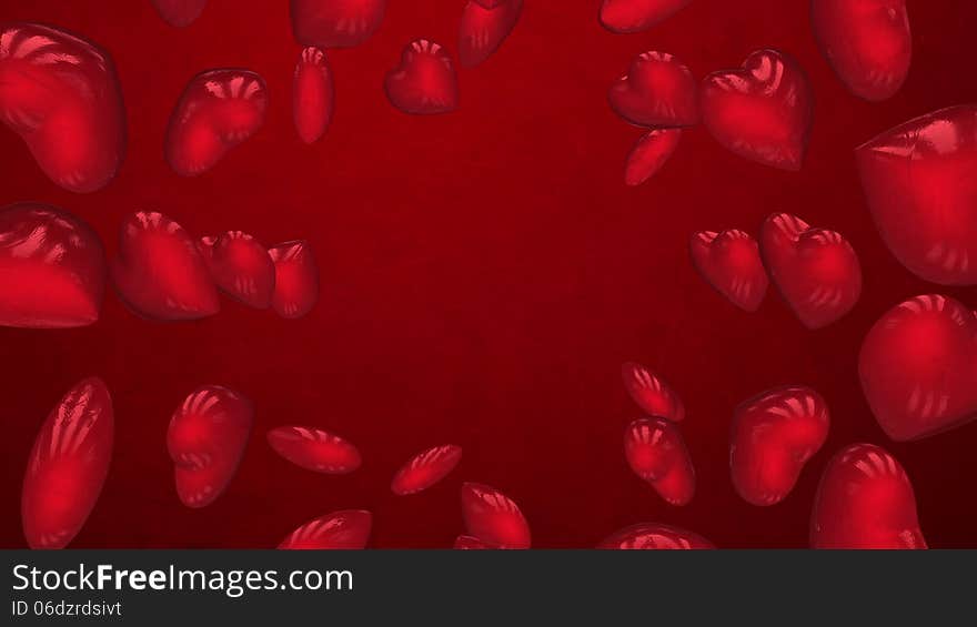 Rotating red hearts on background. Rotating red hearts on background