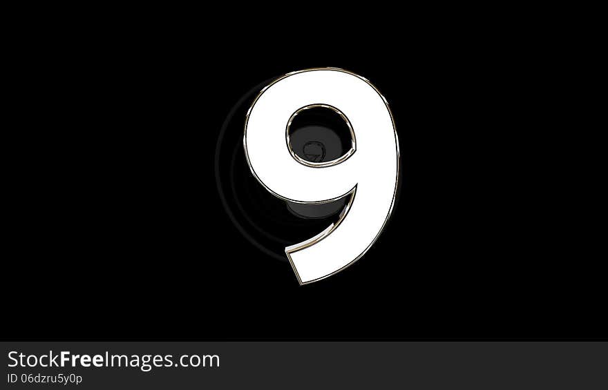 Countdown through digits 9 to 0 on black background. Countdown through digits 9 to 0 on black background