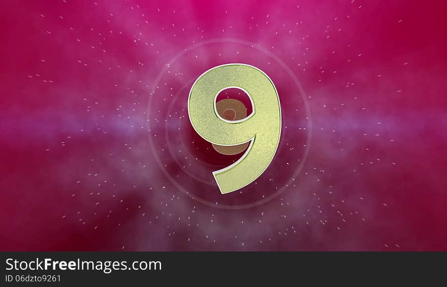 Countdown from 9 to 0 with red background