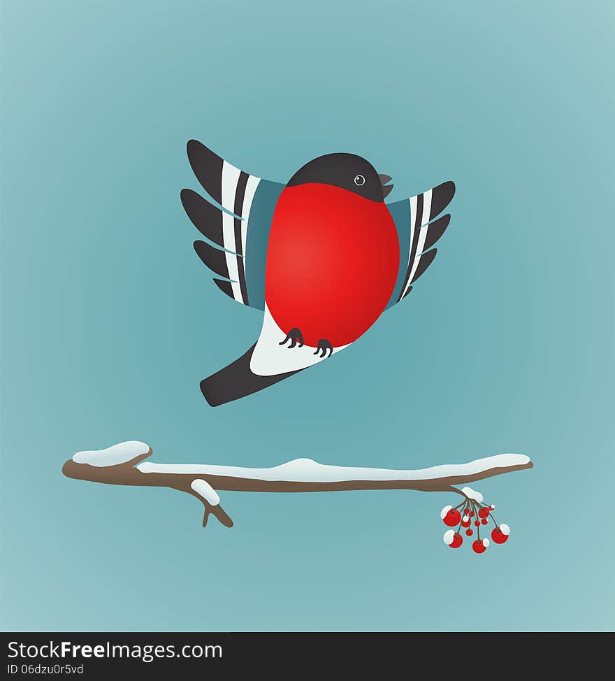 Bird illustration with berries. Vector EPS8 drawing. Bird illustration with berries. Vector EPS8 drawing.